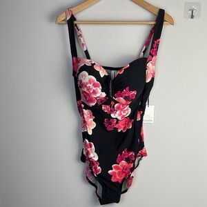 NEW Calvin Klein Full Coverage One Piece Swimsuit 14 Molded Cups Adjustable Bra